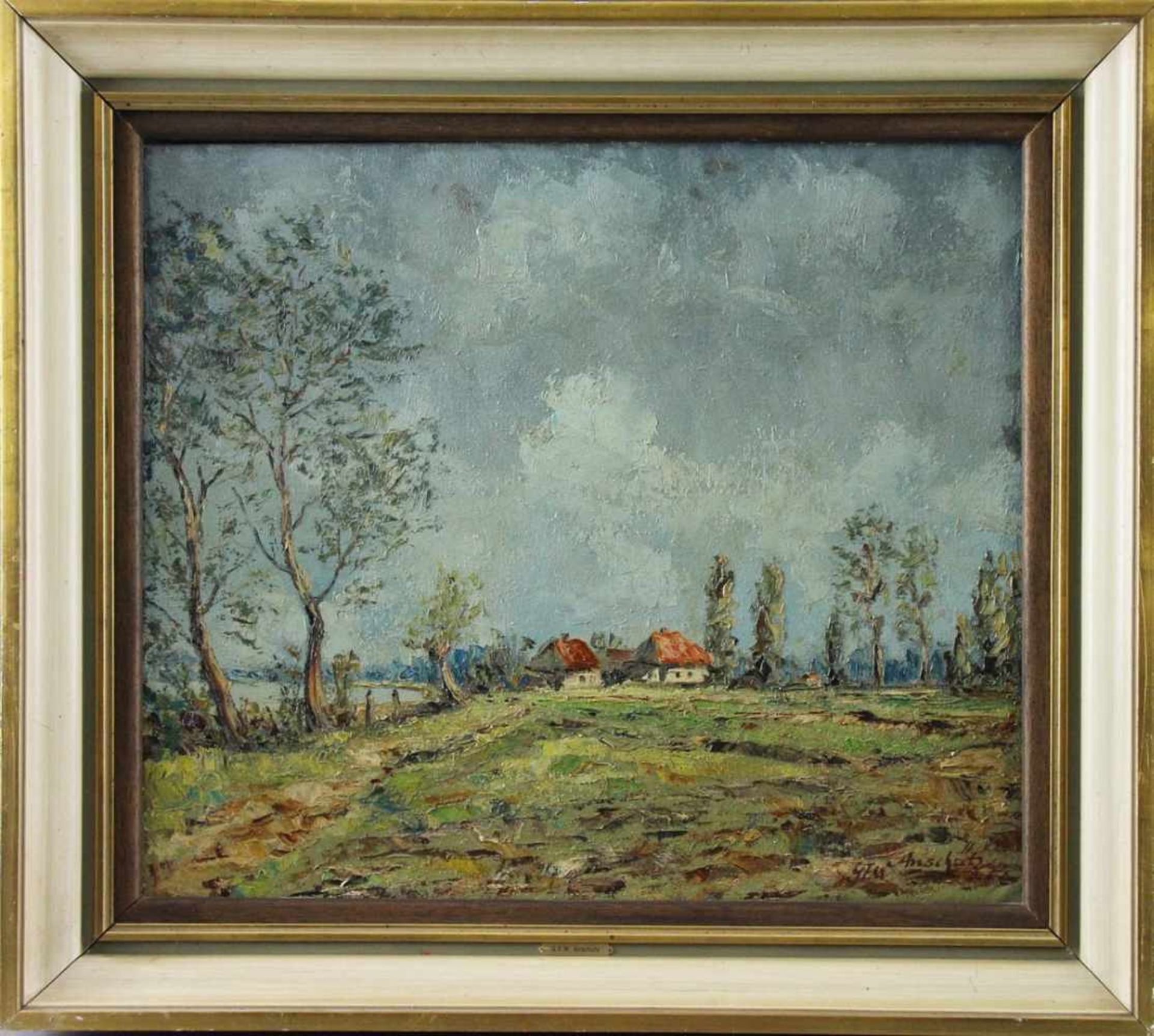 Georg Friedrich Maria Anschütz (1920 - 1991) - Öl auf Leinwand, "Landschaft am Niederrhein mit