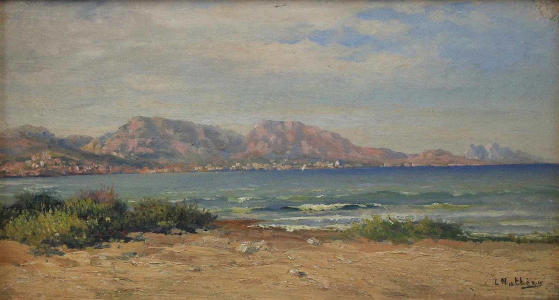 Louis Nattero (1870 - 1915) - Öl auf Holz, "Blick auf Marseille", unten rechts signiert,