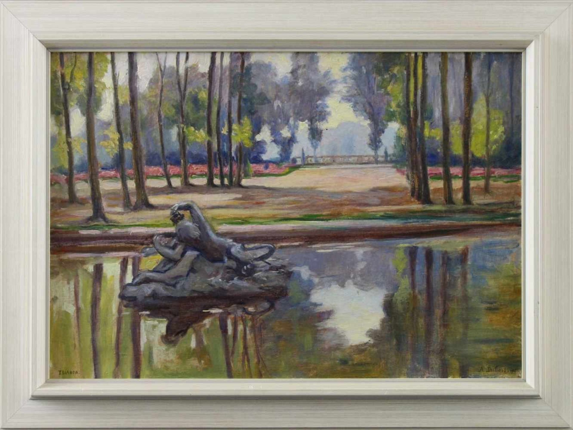 Auguste Dubois (1892 - 1973) - Öl auf Leinwand "Blick auf den Schlosspark hinter dem Petit