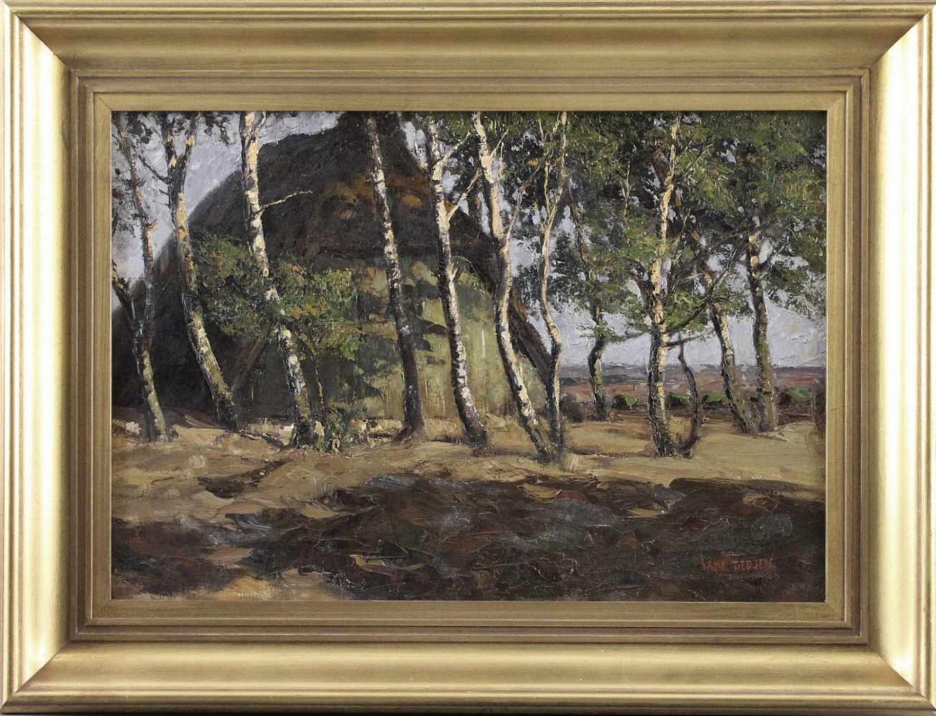 Willy Tiedjen (1881 - 1950) - Öl auf Leinwand, "Schafkoven in Bispingen", (19)04, unten rechts in