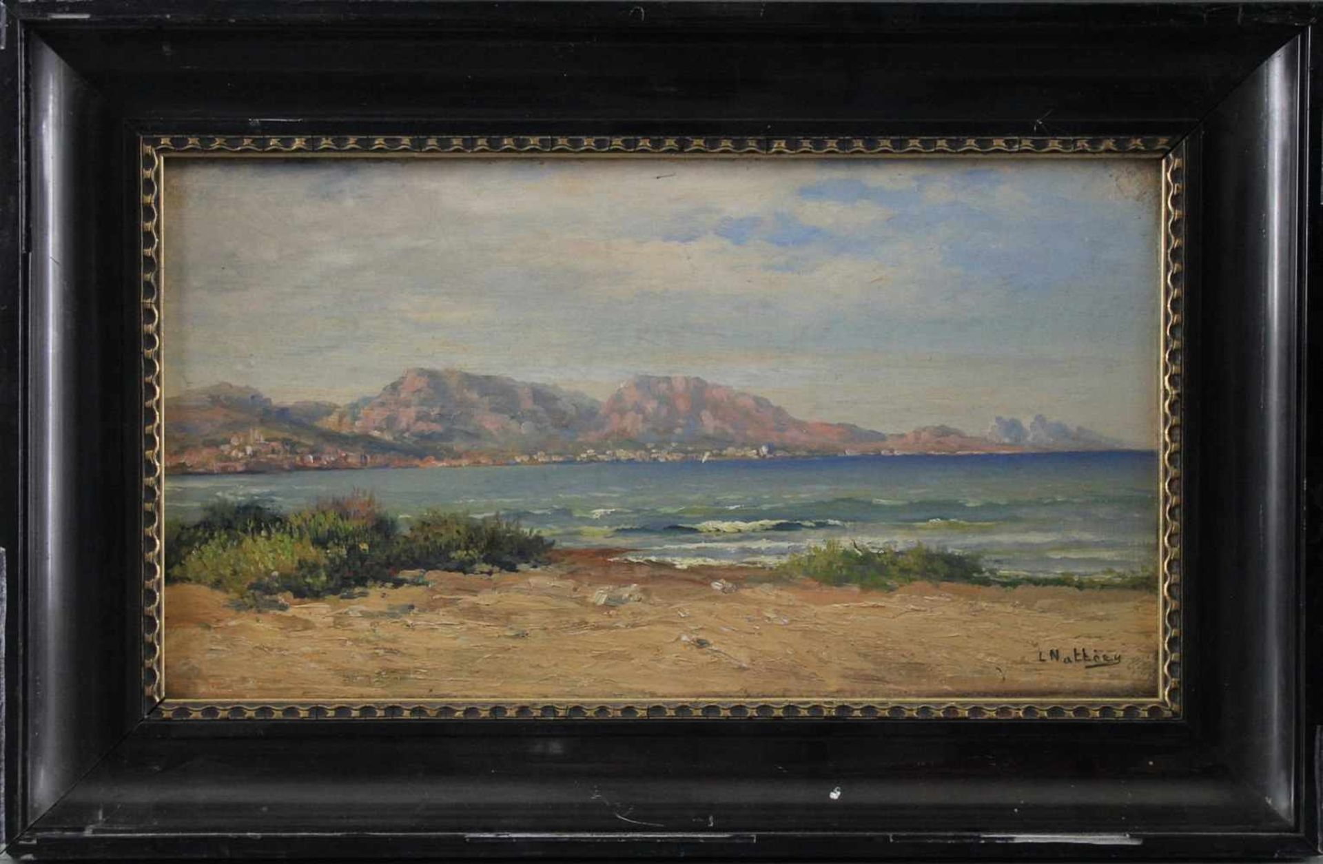 Louis Nattero (1870 - 1915) - Öl auf Holz, "Blick auf Marseille", unten rechts signiert, - Bild 2 aus 3
