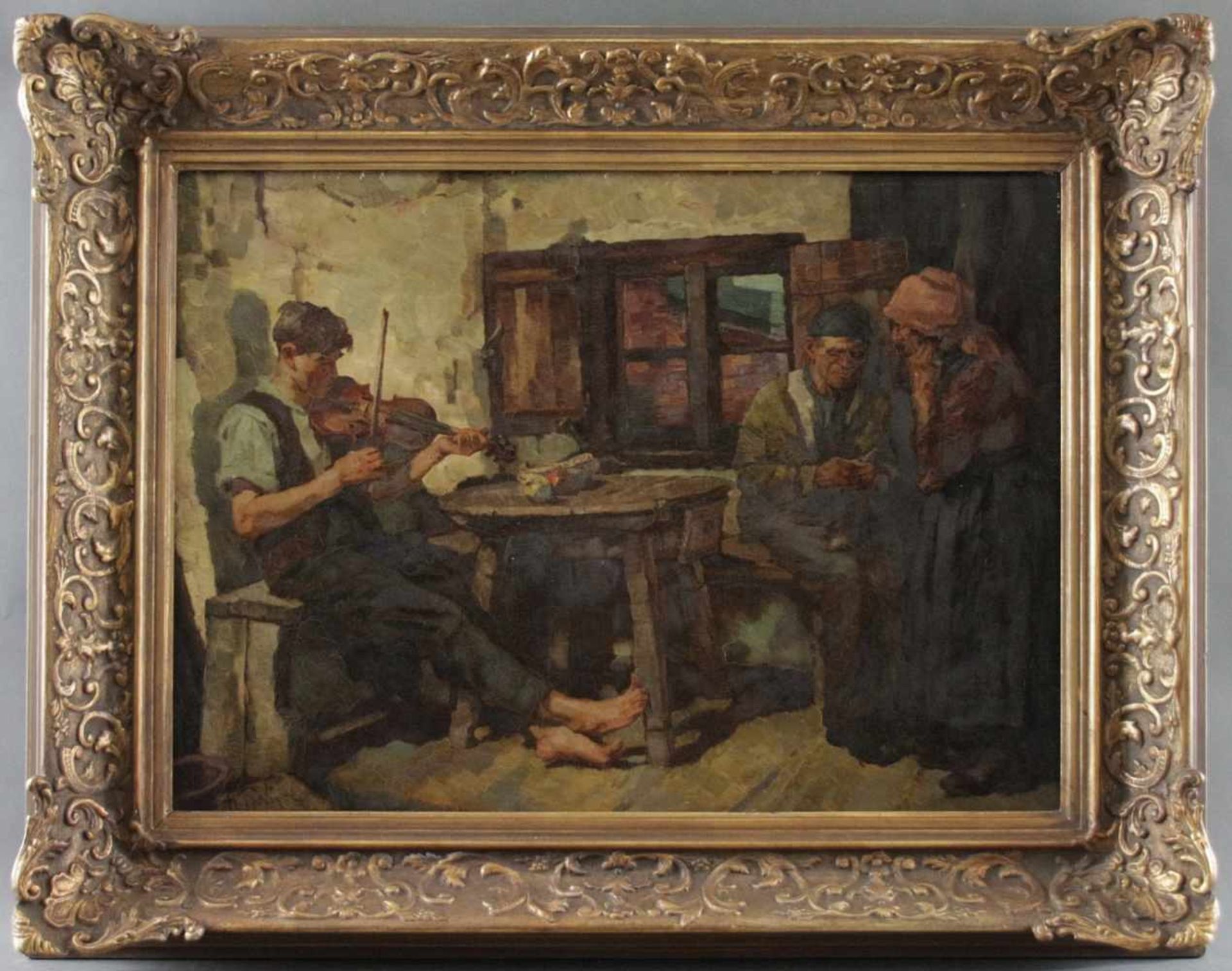Hermann Prediger (1886 - 1970) - Öl auf Hartfaserplatte, "Das Sorgenkind", 1928, unten links