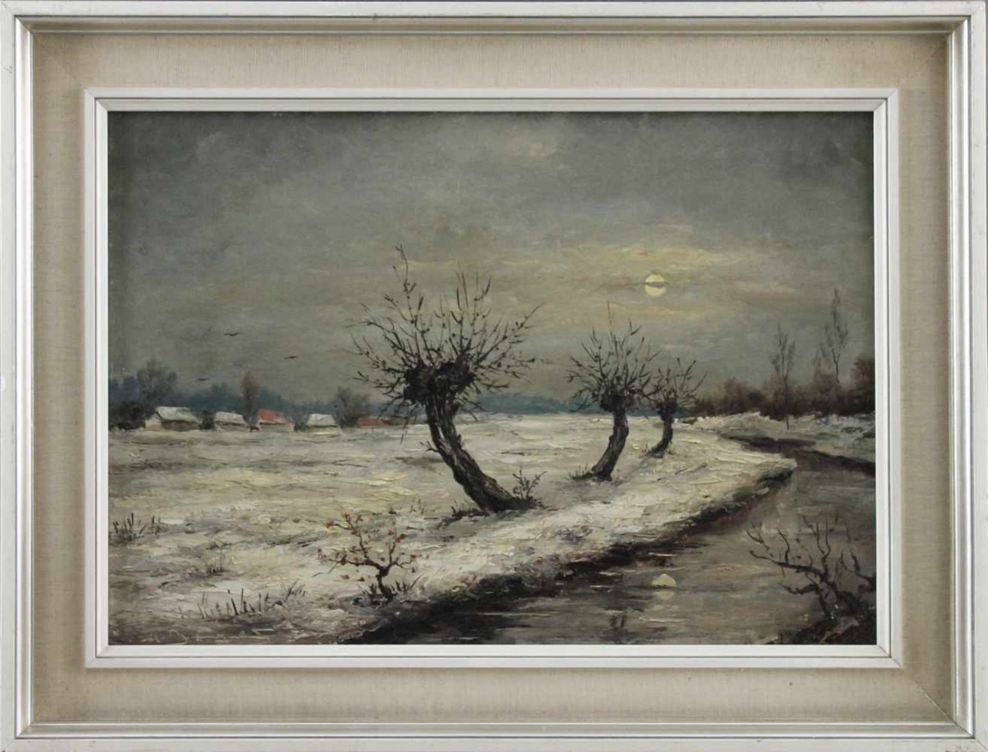 Heinrich Brandenburg (1913 - 1991) - Öl auf Hartfaserplatte, "Winter am Niederrhein", unten links