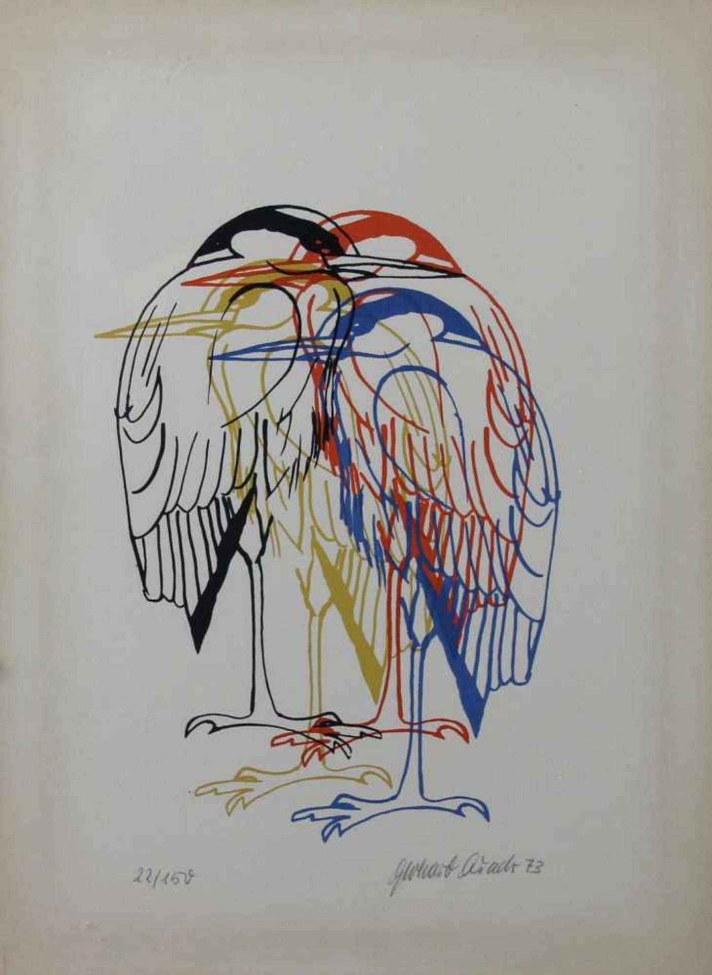 Gerhard Quade (1931 - 2015) - Farblithographie auf Papier, "Zwei Fischreiher", (19)73, unten