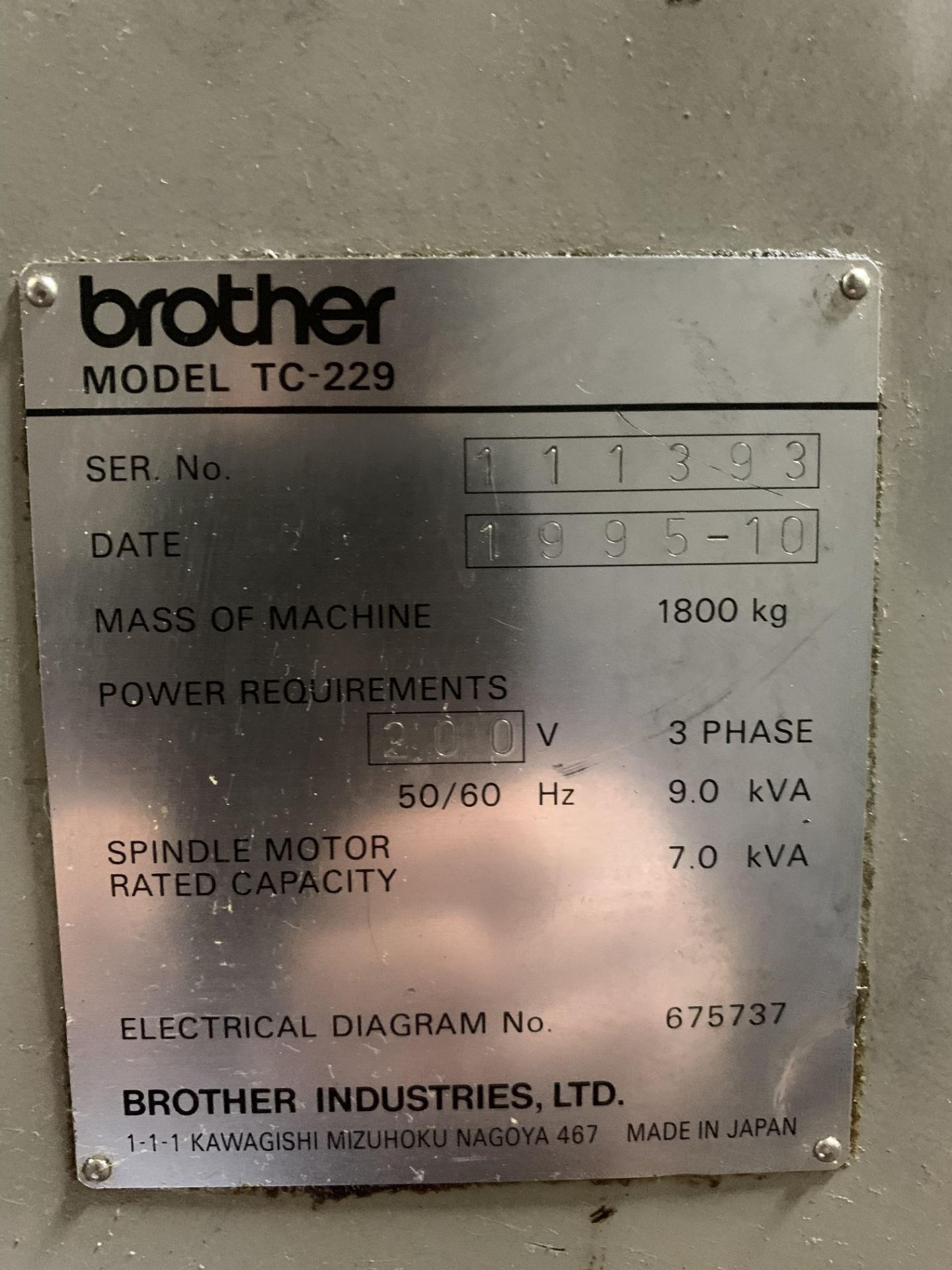 Brother Model TC-229 Tapping Center - Image 7 of 17