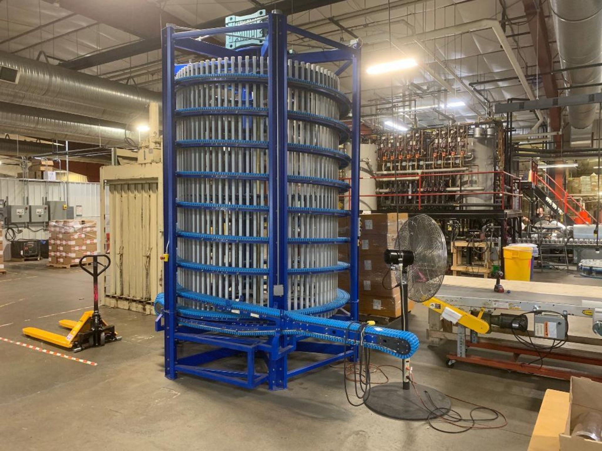 Spantech twin spiral ambient cooling spiral conveyors, one up - one down