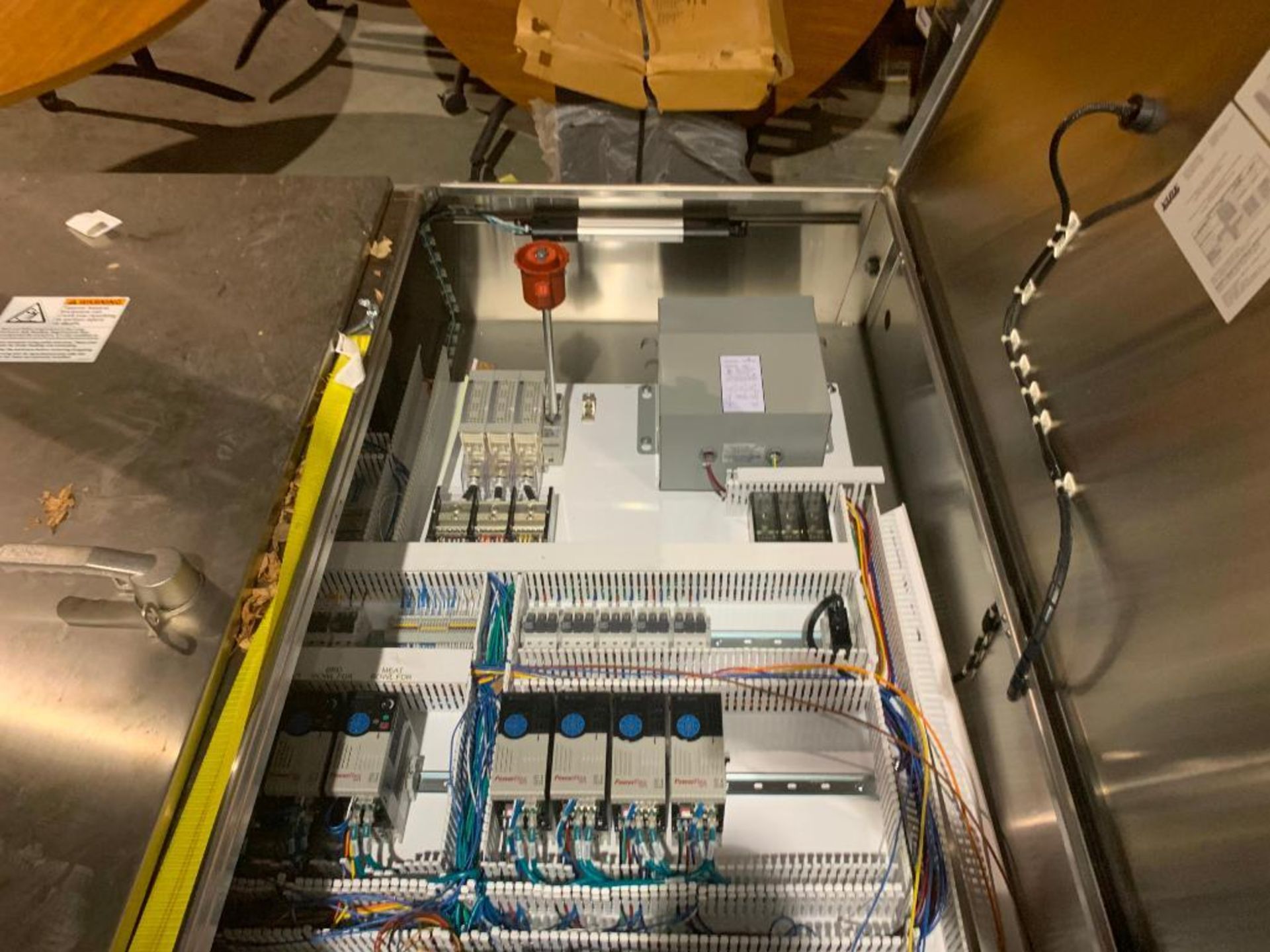 large stainless steel control panel with (13) VFD's - Image 9 of 16