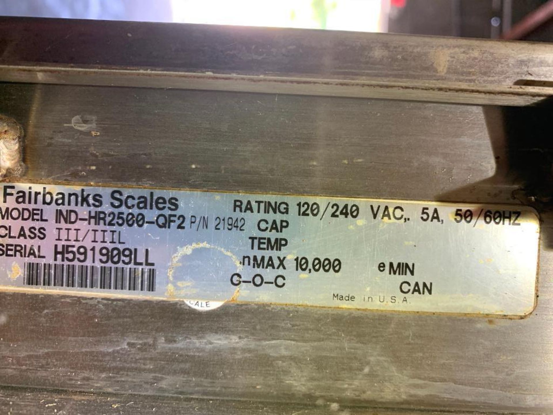 Fairbanks Rail Scale, 6 ft. Rail With Intalogix Head, Model IND-HR 2500-QB2 - Image 3 of 6