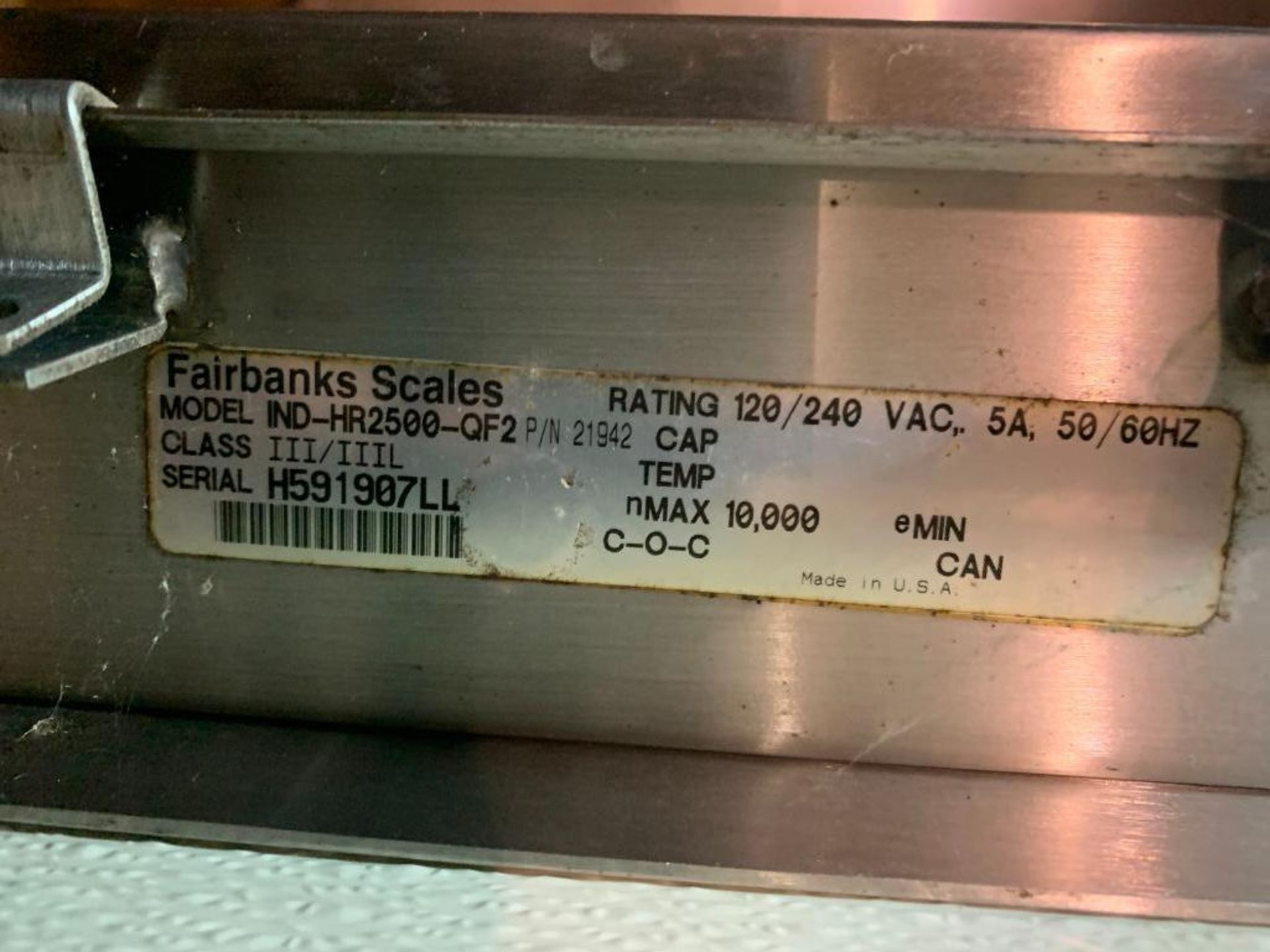 Fairbanks Rail Scale, 6 ft. Rail With Intalogix Head, Model IND-HR 2500-QB2 - Image 2 of 6