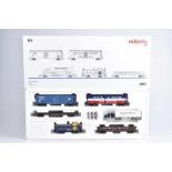 MÄRKLIN US-Güterwagenset-II 4863, H0, 2x Box Car, 1x Caboose, 1x Offener Wg., 1x Schwerlastwg. mit