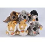 STEIFF 6 Tiere "Steiff's lustige Tiergeschichten", Webpelz, KFS, 15 cm, 2x Mizzi Maus, Nr. 056741,