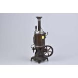 BING Dampfmaschine, 20er Jahre, H 27 cm, stehender Messing-Kessel, KD 6 cm, feststehender
