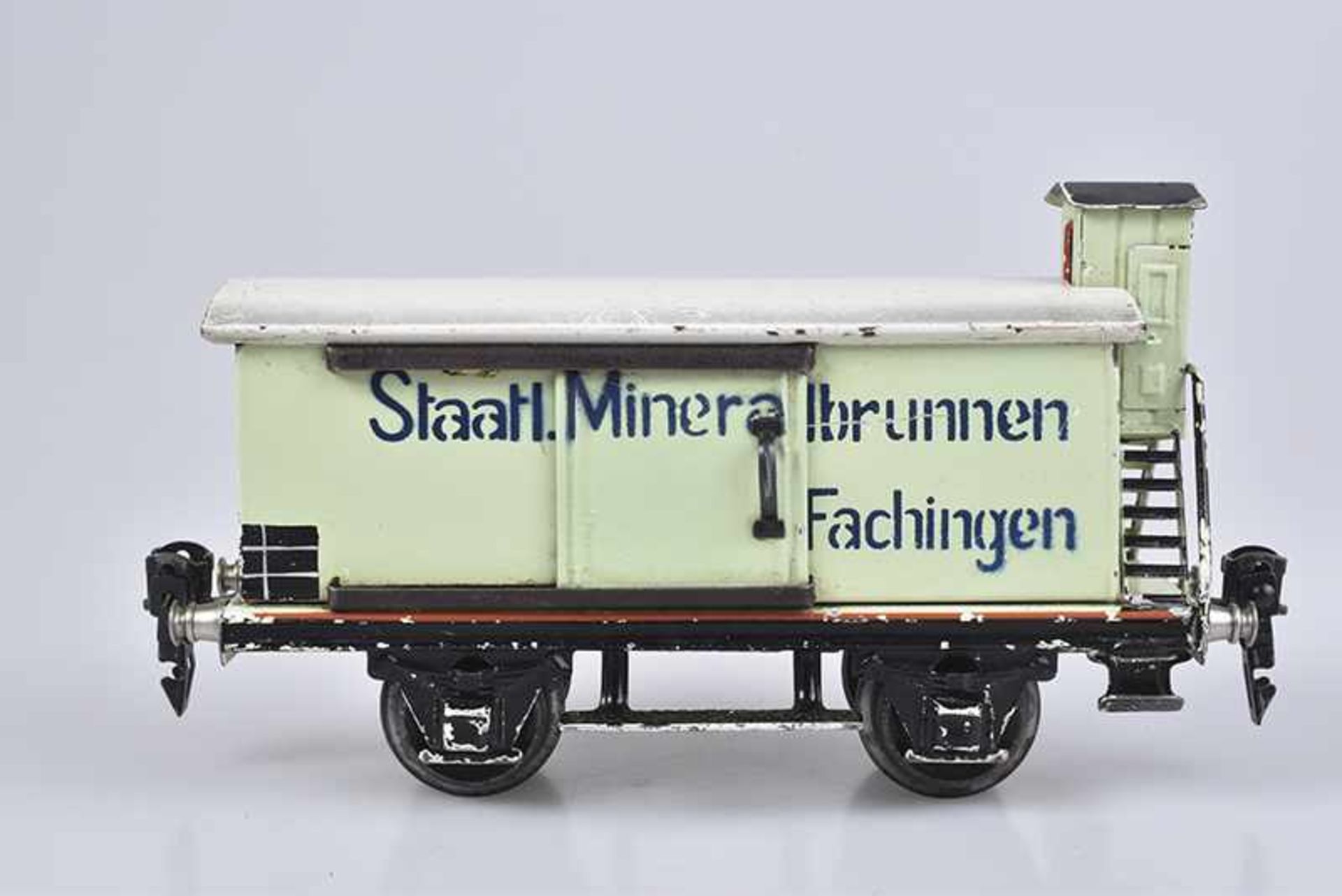 MÄRKLIN Mineralwasserwagen 1997 "Fachinger", S0, Blech, HL, 2-A, L 16 cm, 2 ST, Brh., 1 AT fehlt,