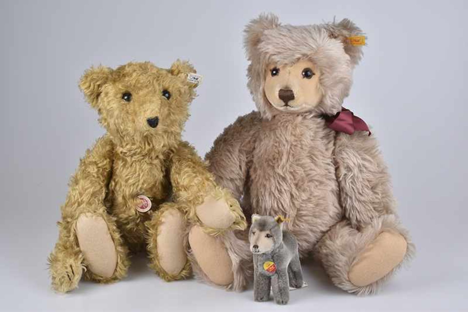 STEIFF 2 Teddys und Wolf "Lupi",Teddy 35 PB "Baerle", Replica 1904, limit. Auflage 4810/ 6000,