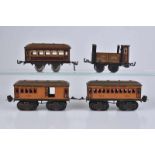 BUB/ BING u.a. 4 Wagen, S0, BUB Hochbordwg. mit Rungen und Ketten 19540, L 11,5 cm und