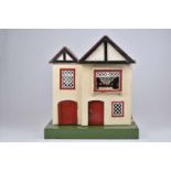 Schönes Puppenhaushaus, 3725x40 cm, Holz, bemalt, mit roten Fenstrumrandungen, 2 Türen, Front zum