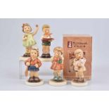 GOEBEL 5 Hummelfiguren/ -kinder, Porzellan, polychrome Bemalung, blaue Manufakturmarke, "ABC-