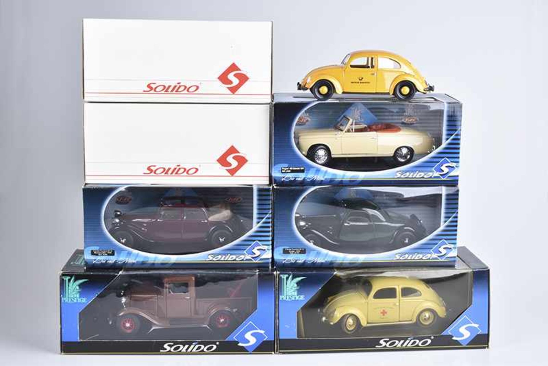 SOLIDO 7 Modellautos, Metall, Kunstoffteile, M 1:18, Peugeot 403 Cabriolet 1961, Citroen Traction AV