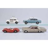 DINKY TOYS 4 Modellautos, Metall, 22A Maserati, Made in France, 135 Triumph 2000, Ford Galaxy 500