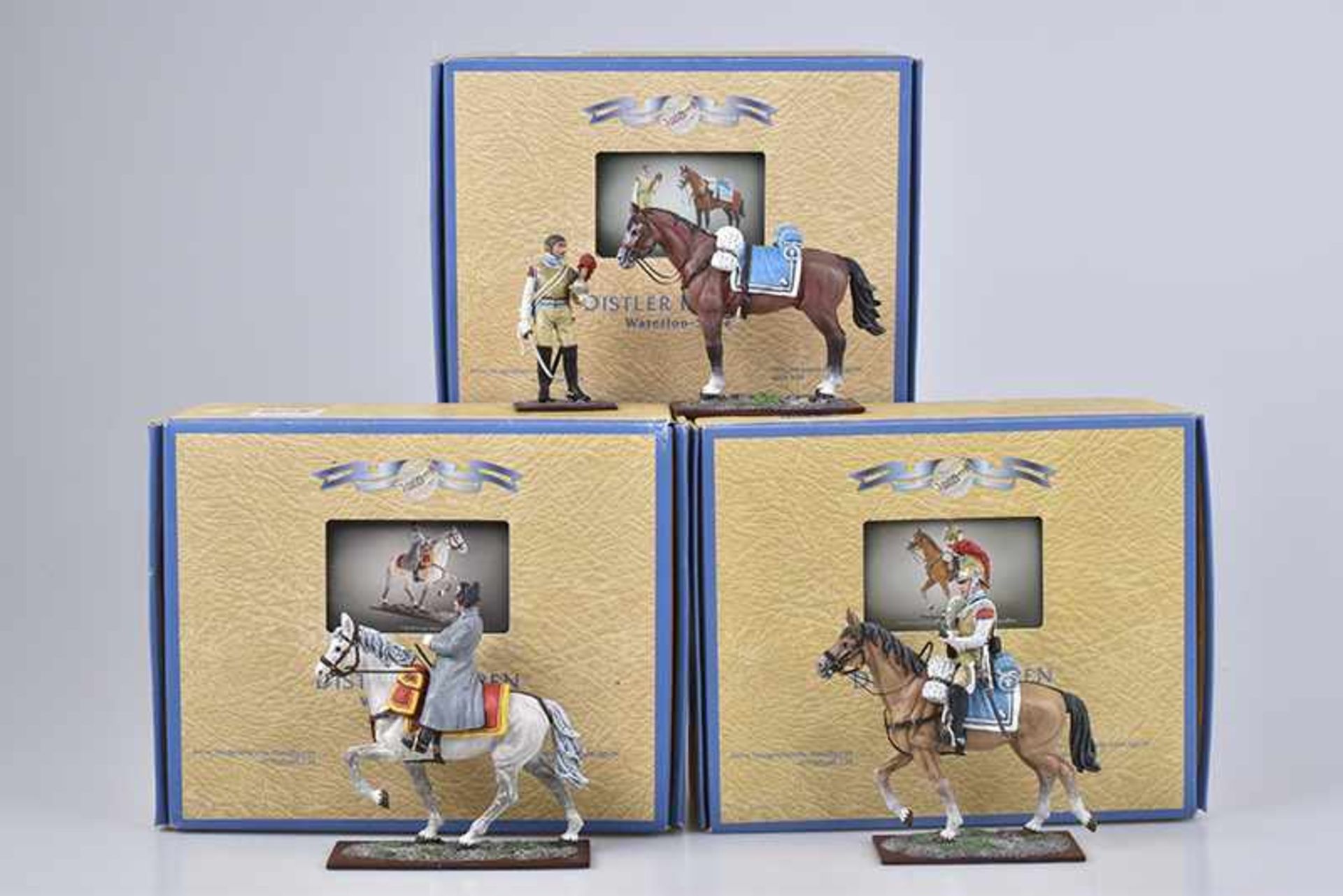 DISTLER Waterloo-Serie, 3 Figuren, M 1:24, Metall, 3x Reiter, 1x Napoleon on Horse, 2x French