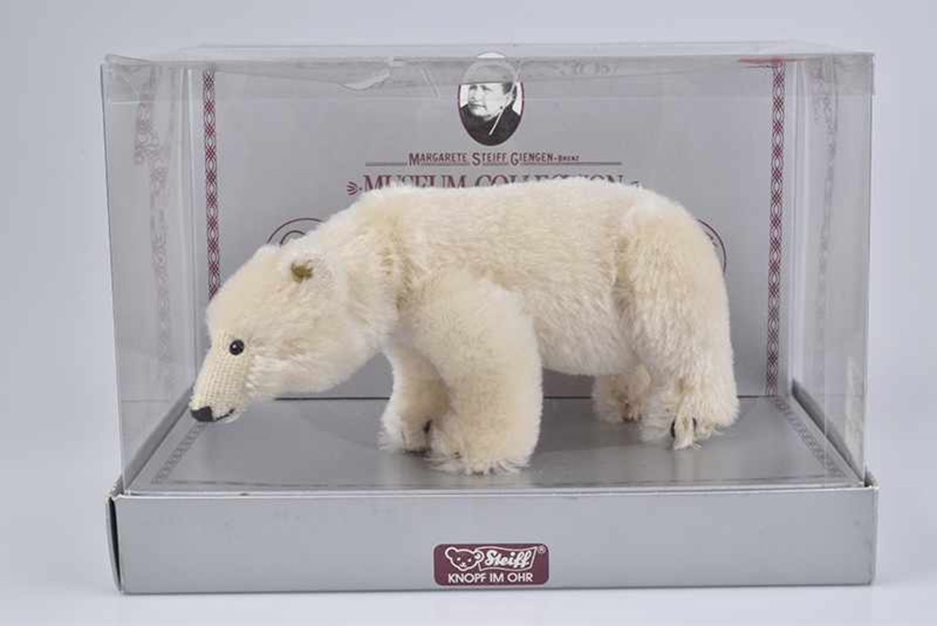 STEIFF Polarbär Replica 1909 Museum-Collection, limitierte Edition, Knopf, Nr. 0090/ 11, Mohair,