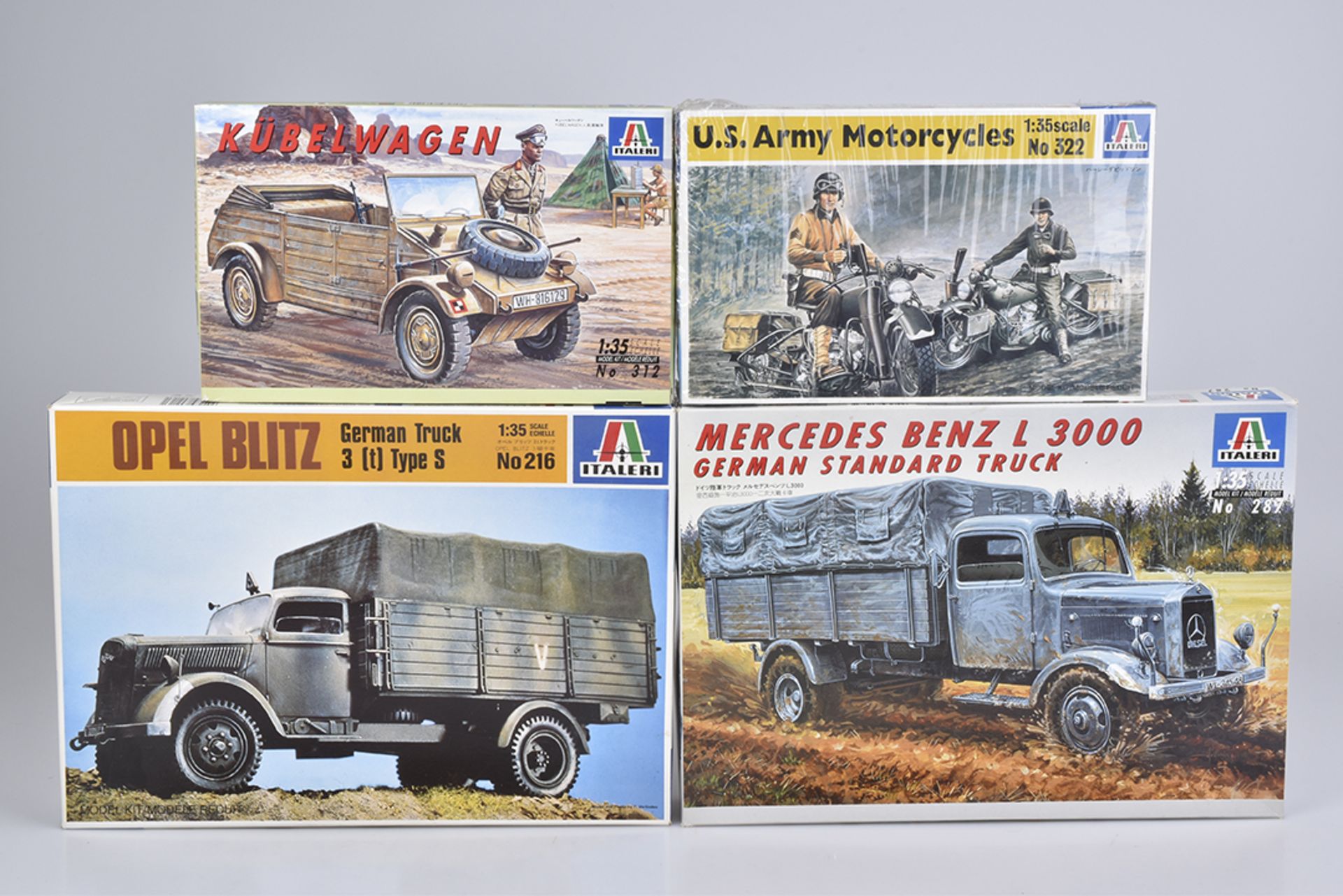 ITALERI 4 BausätzeHp, M 1:35, 216 Opel Blitz German Truck 3 (t) Type S, 287 Mercedes Benz L 3000,