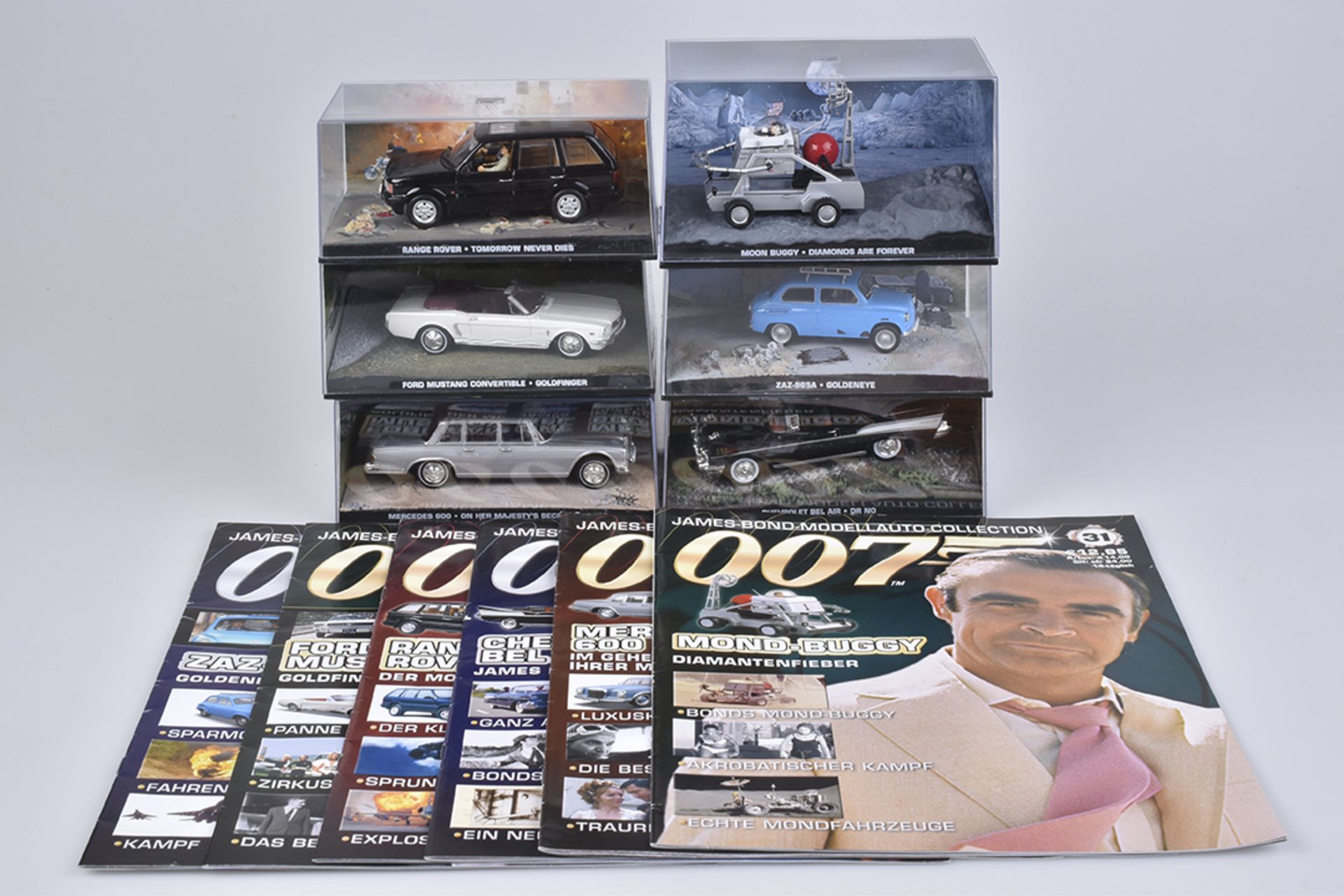DEAGOSTINI James Bond Collection6 Modellautos mit passenden Magazinen Nr.31-36, Moon Buggy 'Diamonds