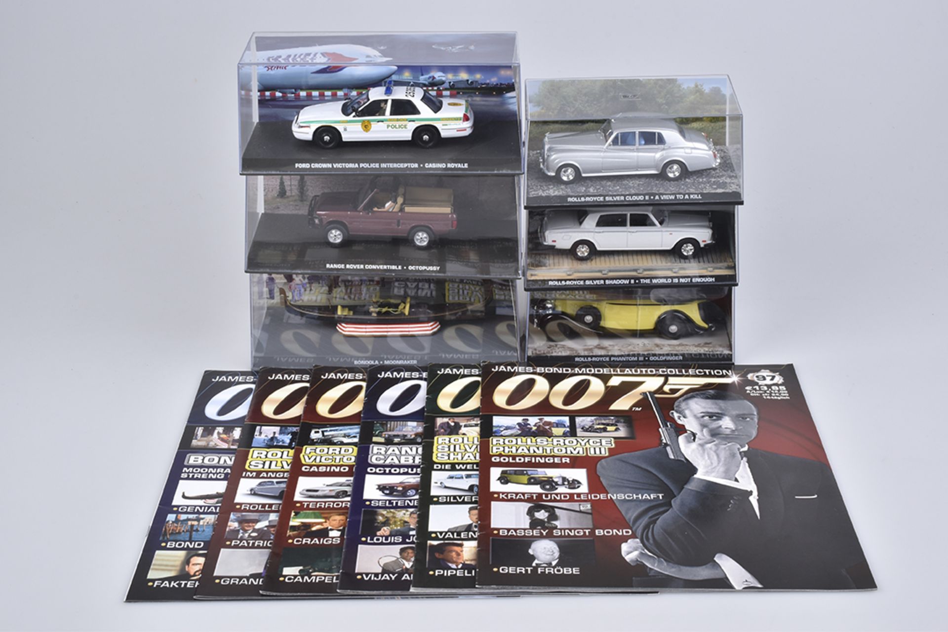 DEAGOSTINI James Bond Collection6 Modellautos mit passenden Magazinen Nr.97-102, Rolls- Royce