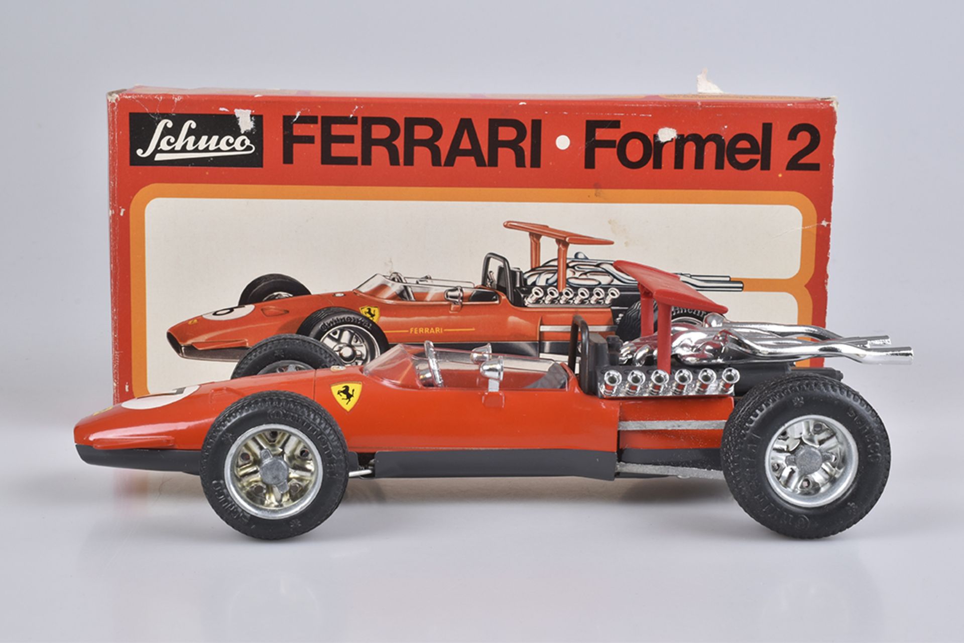 SCHUCO Ferrari Formel 2 107360er/ 70er Jahre, Blech, L 25,5 cm, UW, mit Schlüssel, Gummireifen, Z