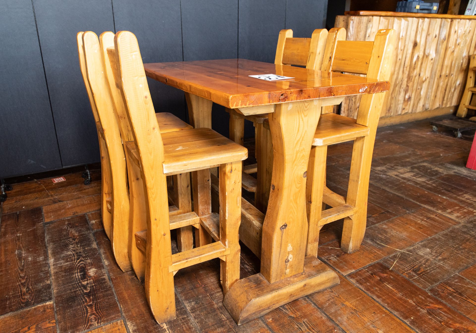 PUB TABLE WITH FOUR CHAIRS - TABLE L 48" W 29 1/2" H 41" - Image 3 of 4