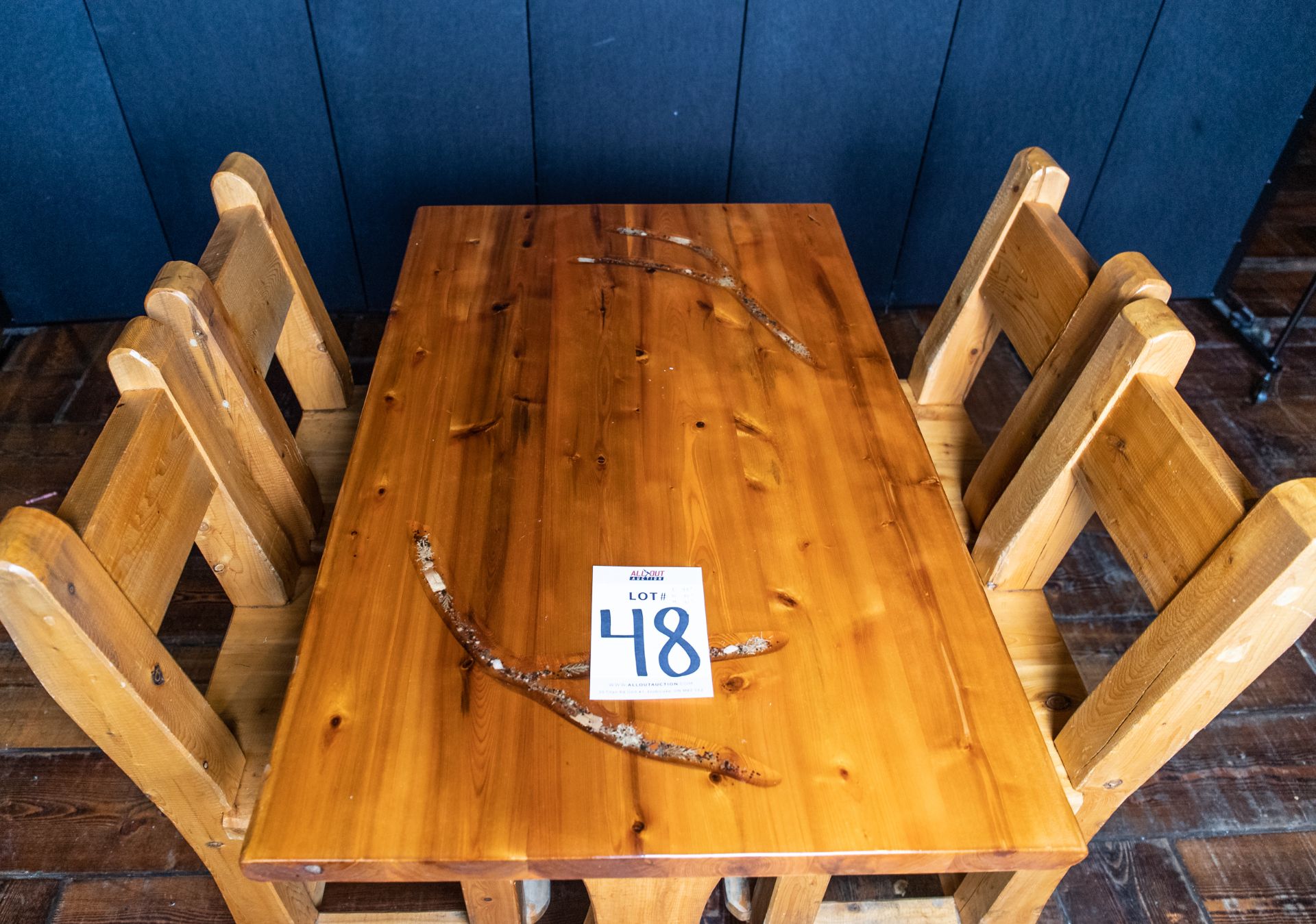 PUB TABLE WITH FOUR CHAIRS - TABLE L 48" W 29 1/2" H 41" - Image 2 of 4