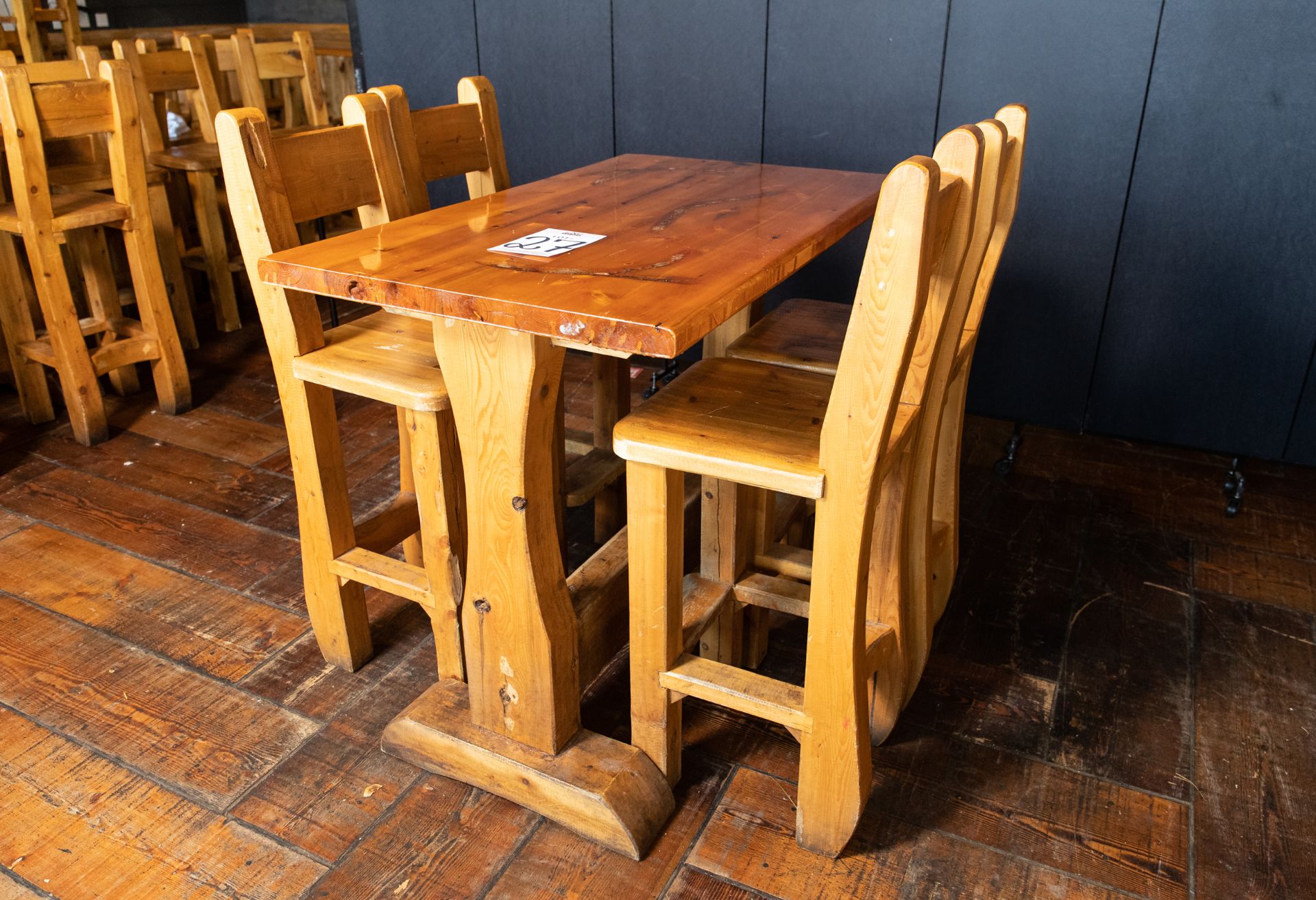 PUB TABLE WITH FOUR CHAIRS - TABLE L 48" W 29 1/2" H 41" - Image 3 of 4