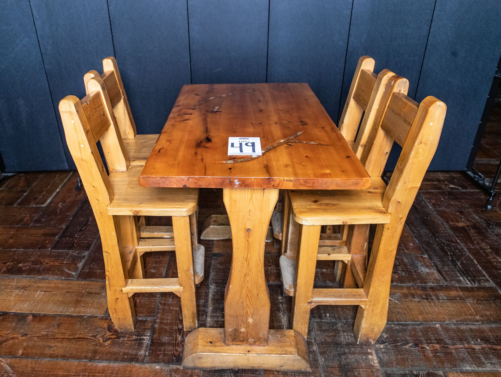 PUB TABLE WITH FOUR CHAIRS - TABLE L 48" W 29 1/2" H 41"