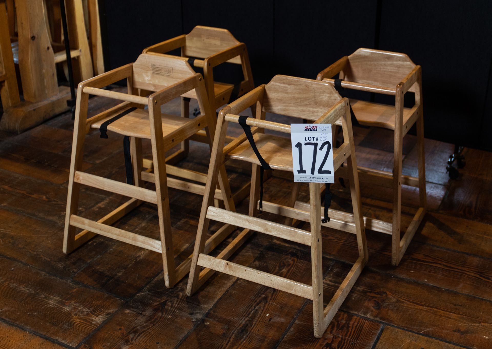 FOUR HIGH CHAIRS H-28" W-20" D-20"