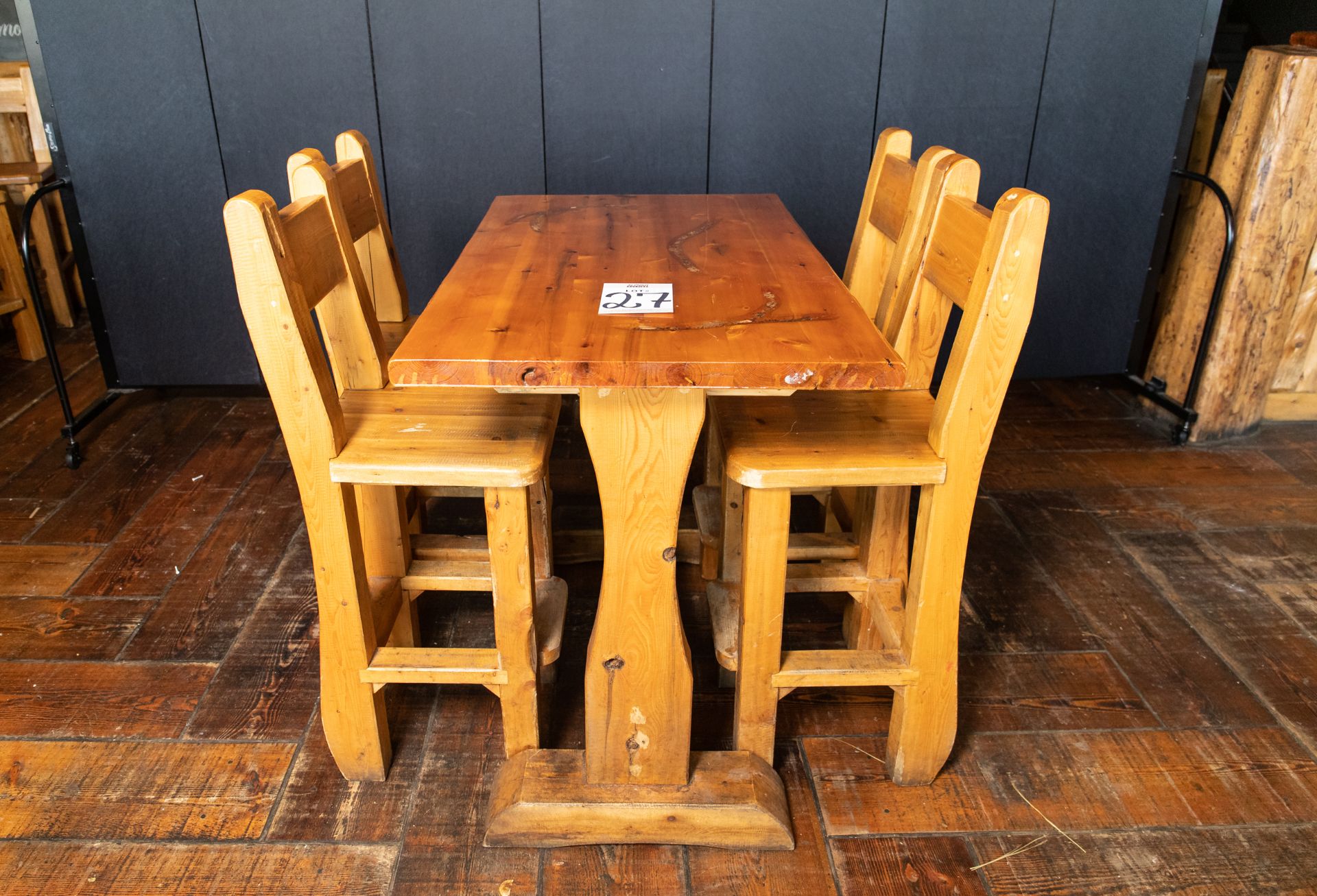 PUB TABLE WITH FOUR CHAIRS - TABLE L 48" W 29 1/2" H 41"