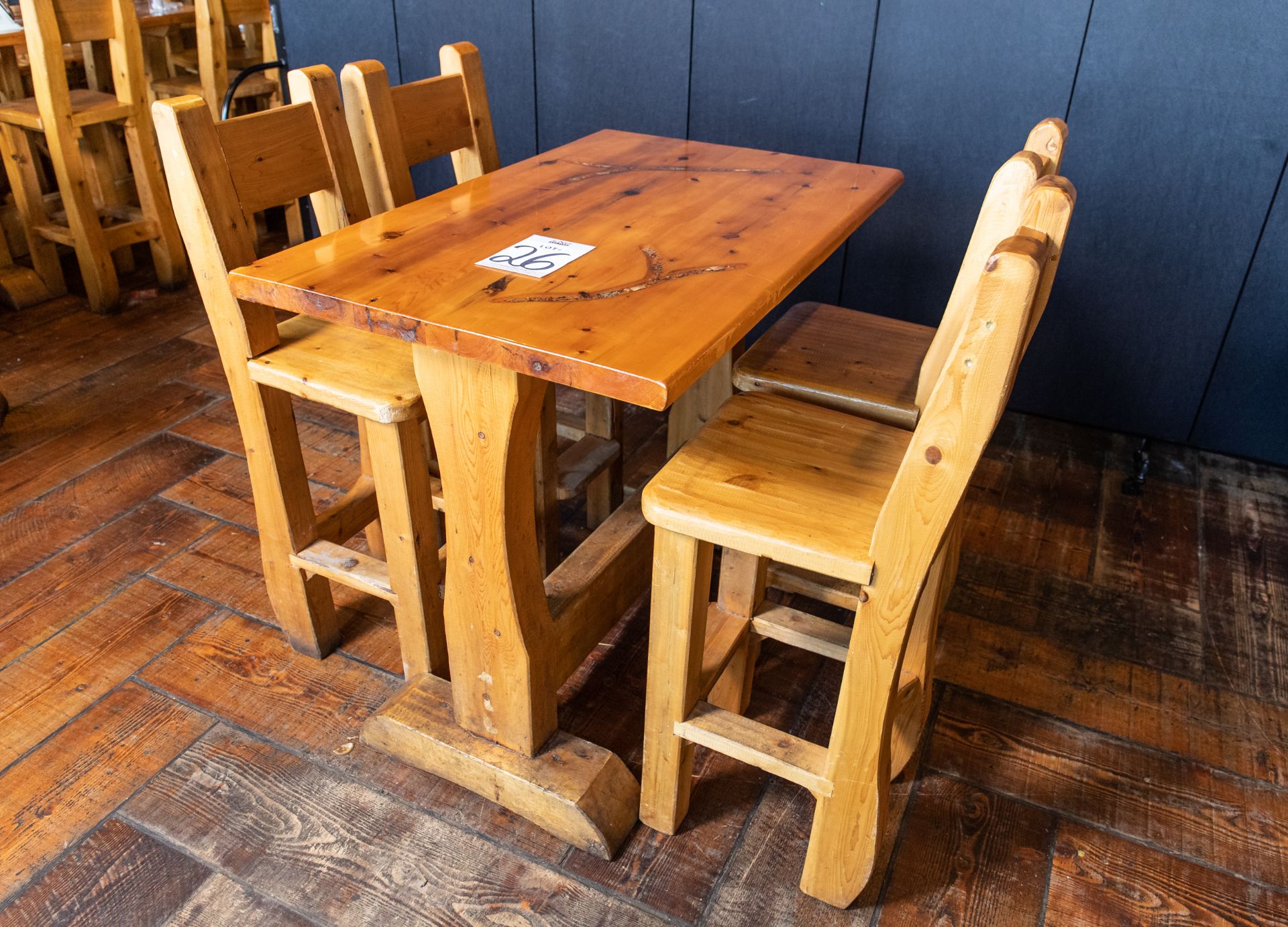 PUB TABLE WITH FOUR CHAIRS - TABLE L 48" W 29 1/2" H 41" - Image 3 of 4