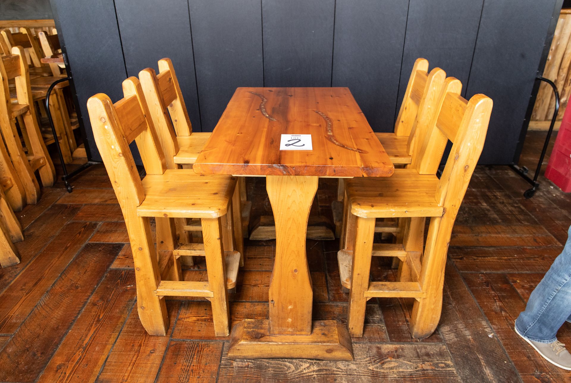 PUB TABLE WITH FOUR CHAIRS TABLE L 48" W 29 1/2" H 41"
