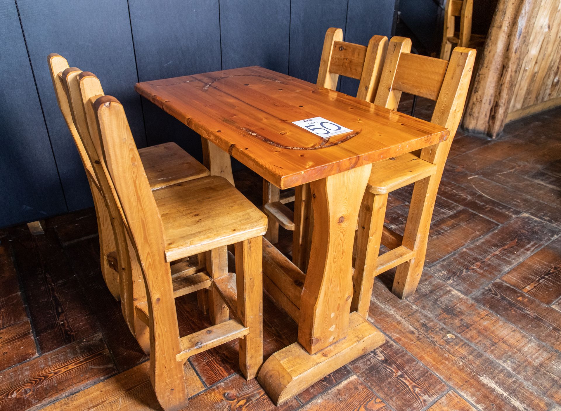 PUB TABLE WITH FOUR CHAIRS - TABLE L 48" W 29 1/2" H 41" - Image 3 of 4