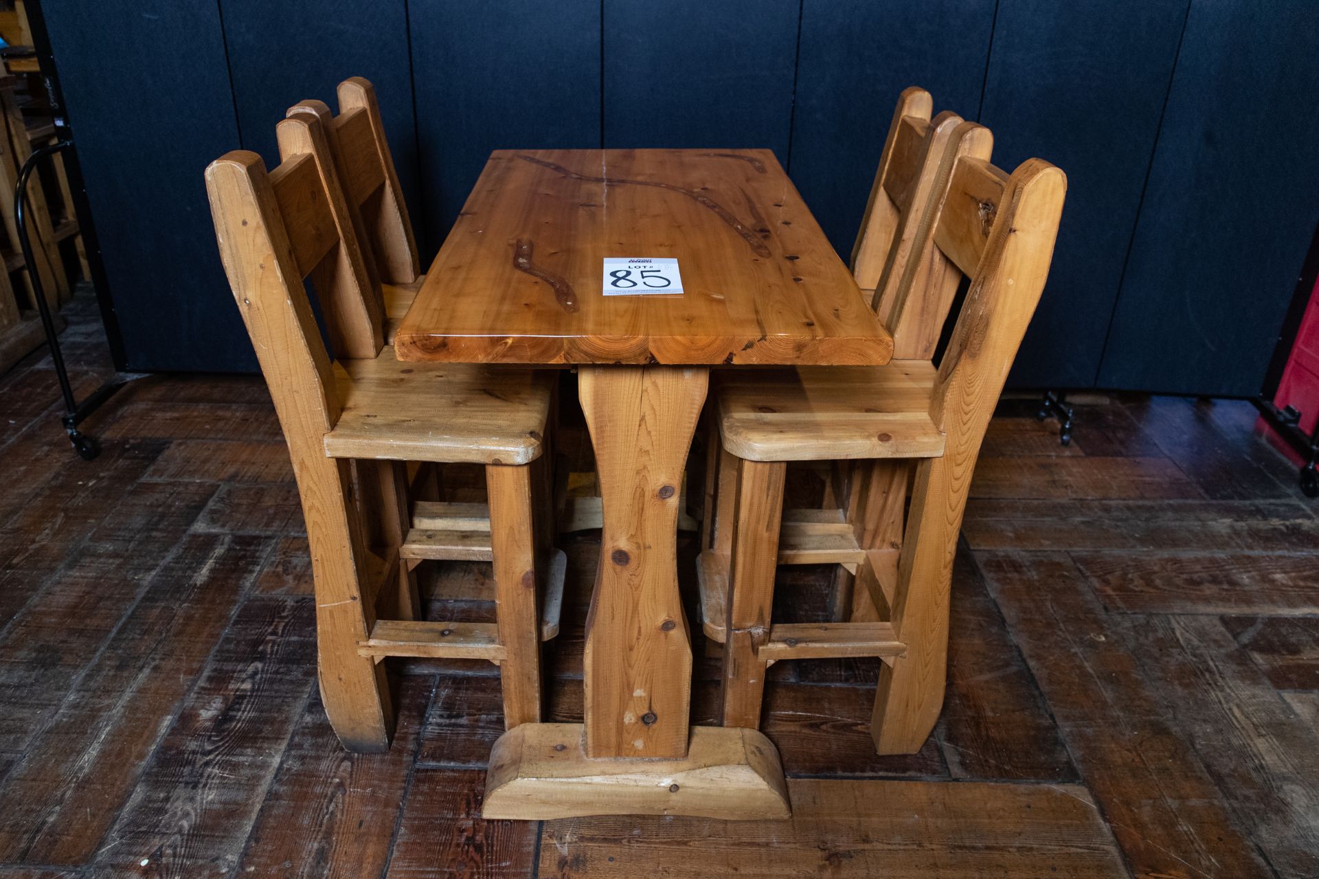 PUB TABLE WITH FOUR CHAIRS - TABLE L 48" W 29 1/2" H 41"
