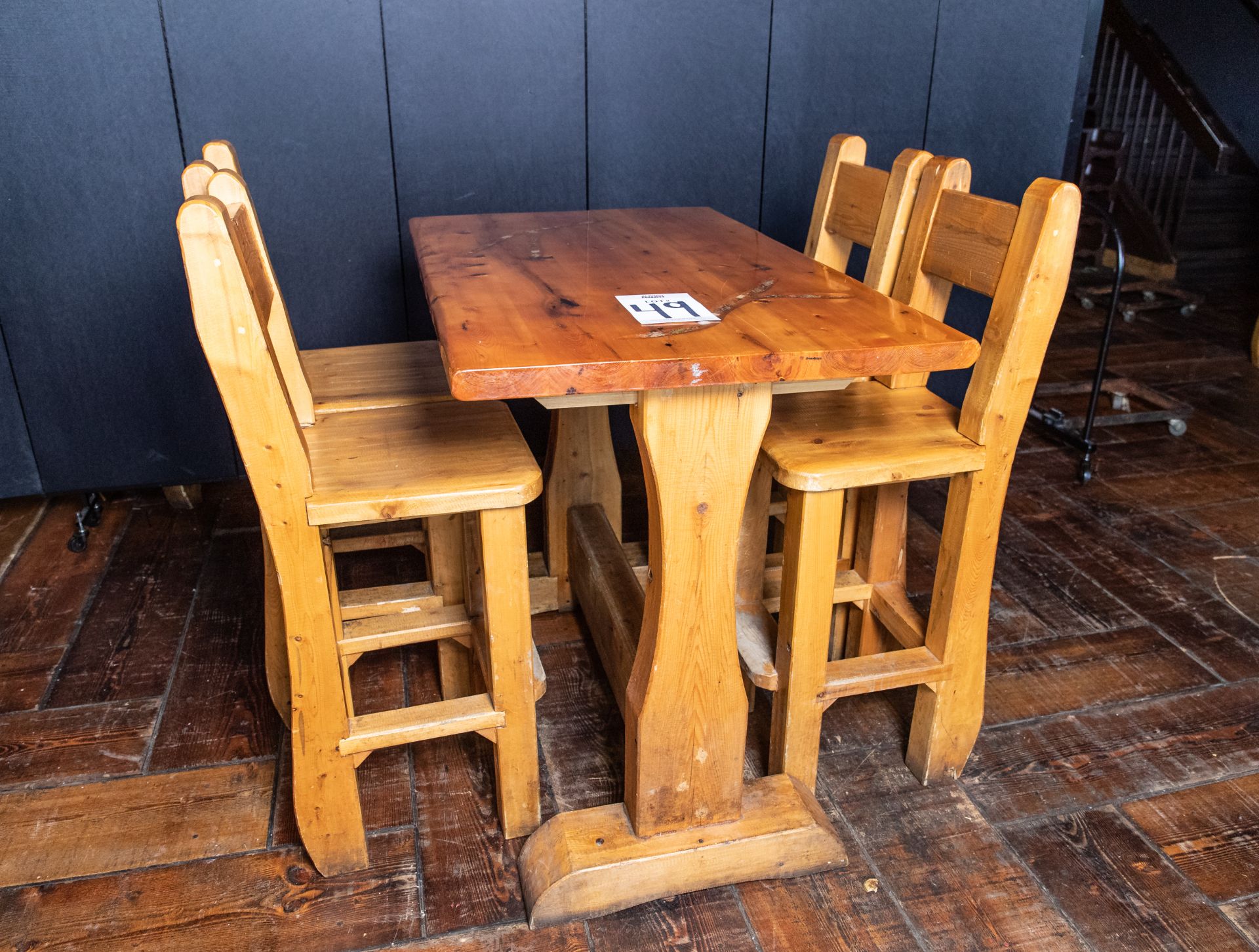 PUB TABLE WITH FOUR CHAIRS - TABLE L 48" W 29 1/2" H 41" - Image 3 of 4