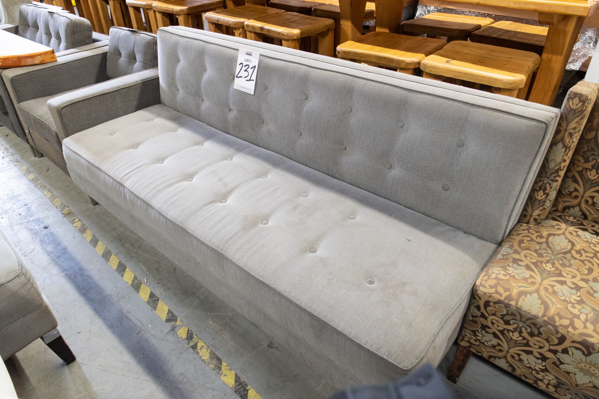 UPHOLSTERED COUCH (DAMAGED LEGS)H-35" W-74" D-34" - Image 2 of 2