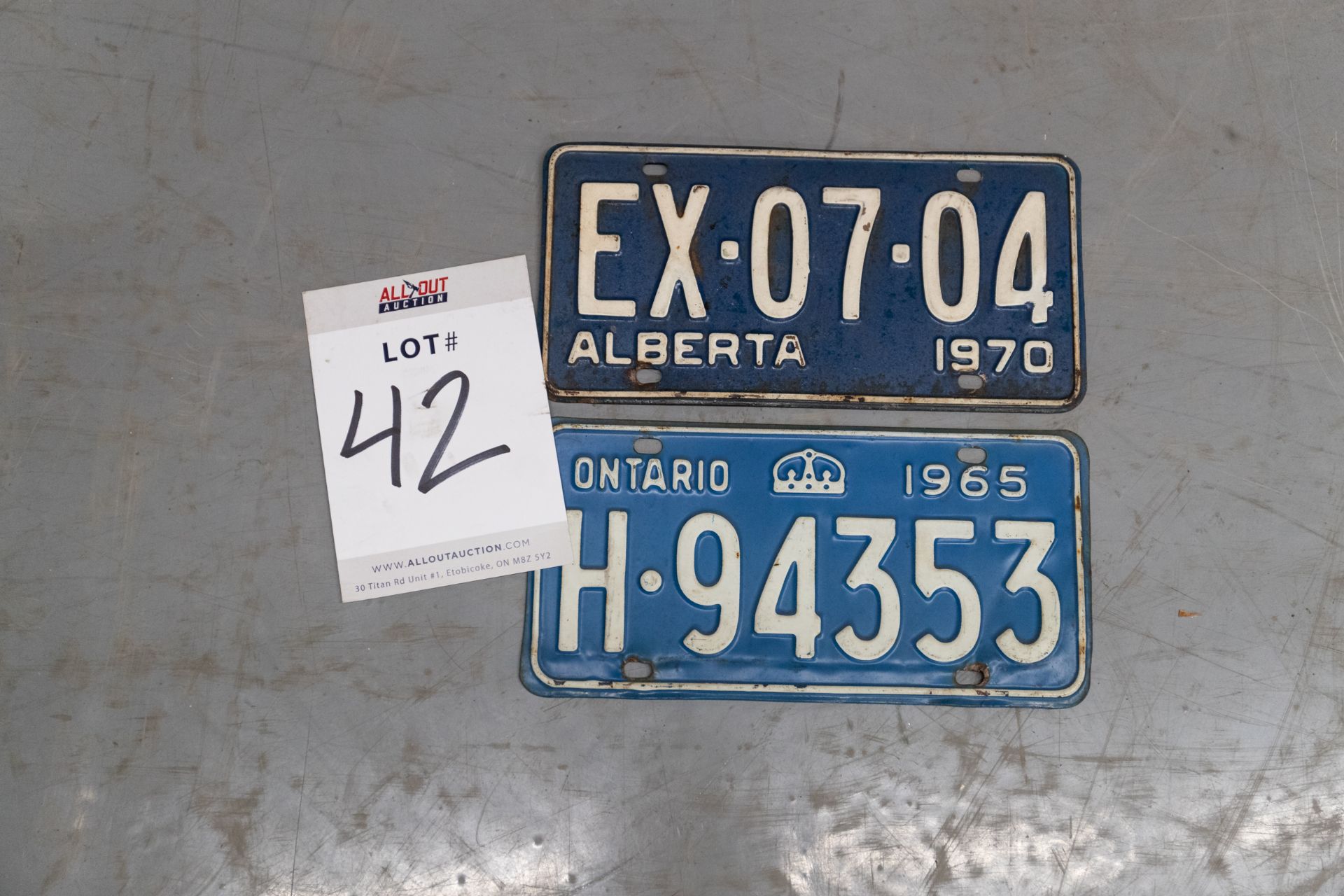 1 ALBERTA- 1 ONTARIO LICENSE PLATES