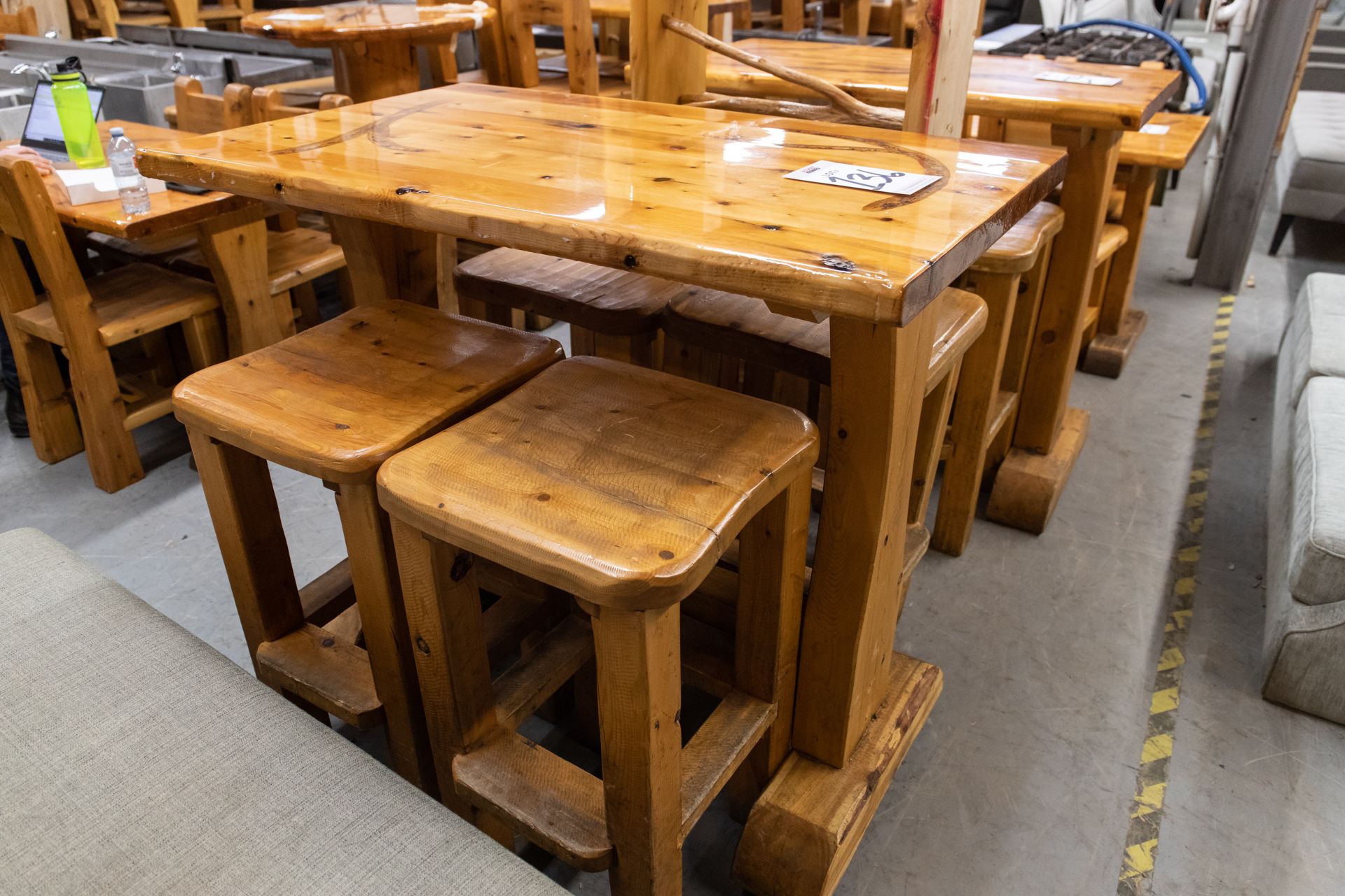 4' WHITE PINE HIGH TOP TABLE WITH 4 STOOLS H-42" W-28" L-48" - Image 3 of 3