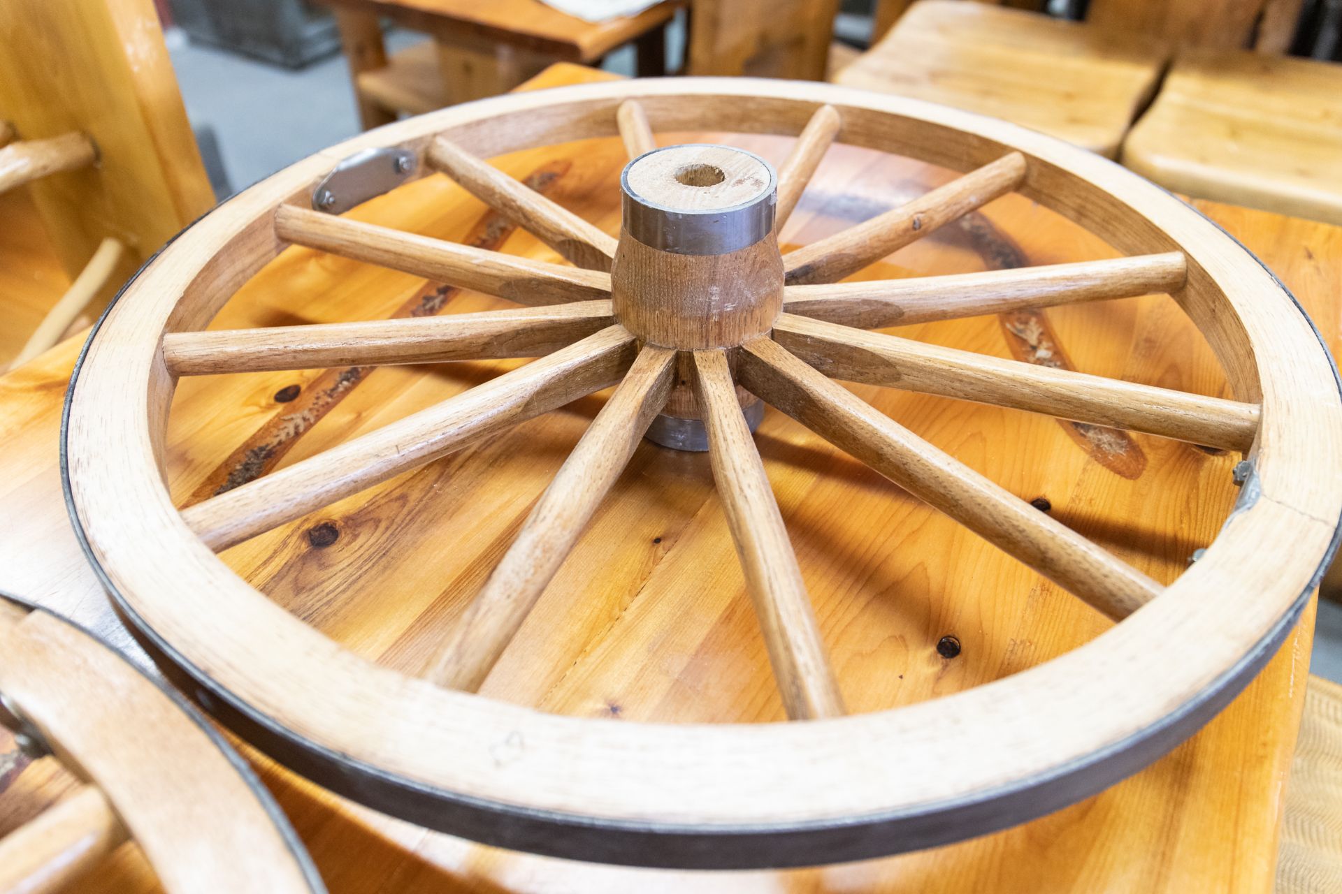 2 WOOD WAGON WHEELS - Image 2 of 3