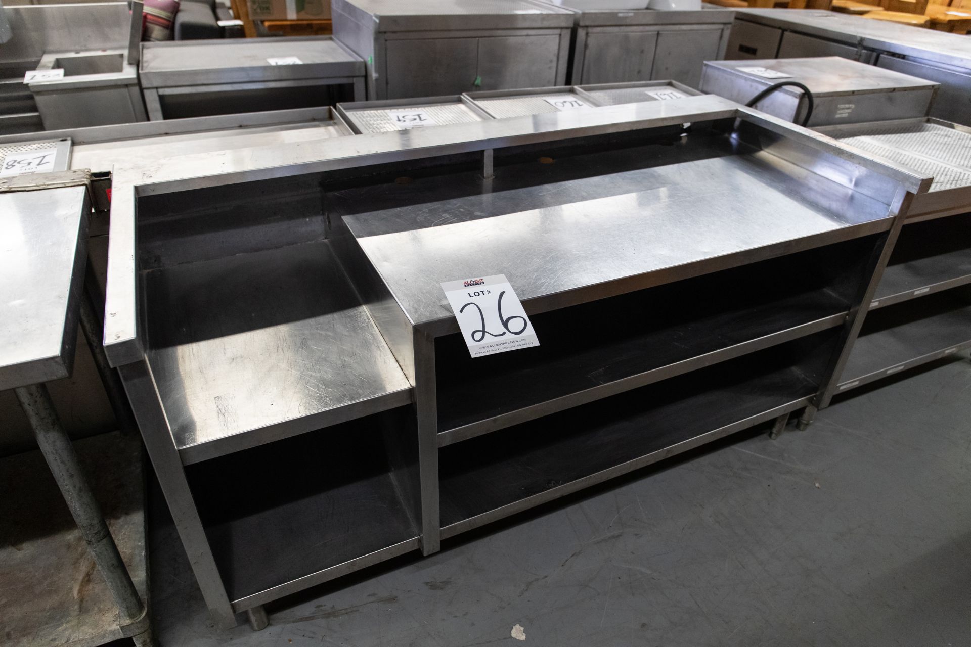 S.S COUNTER WITH 2 SHELVES - H-34" D- 30" L- 68"