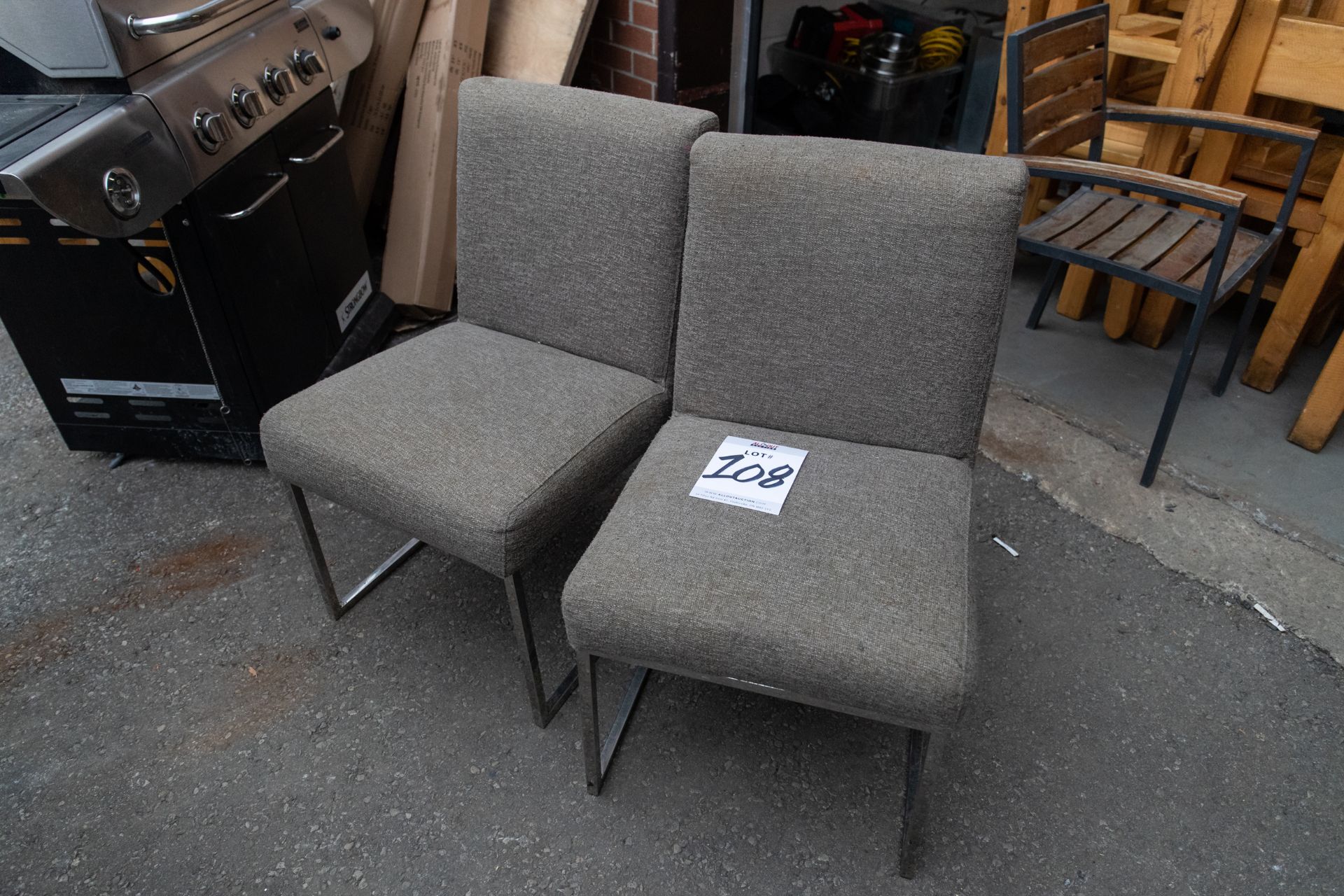 2 UPHOLSTERED DINING CHAIRS WITH S.S. FRAME