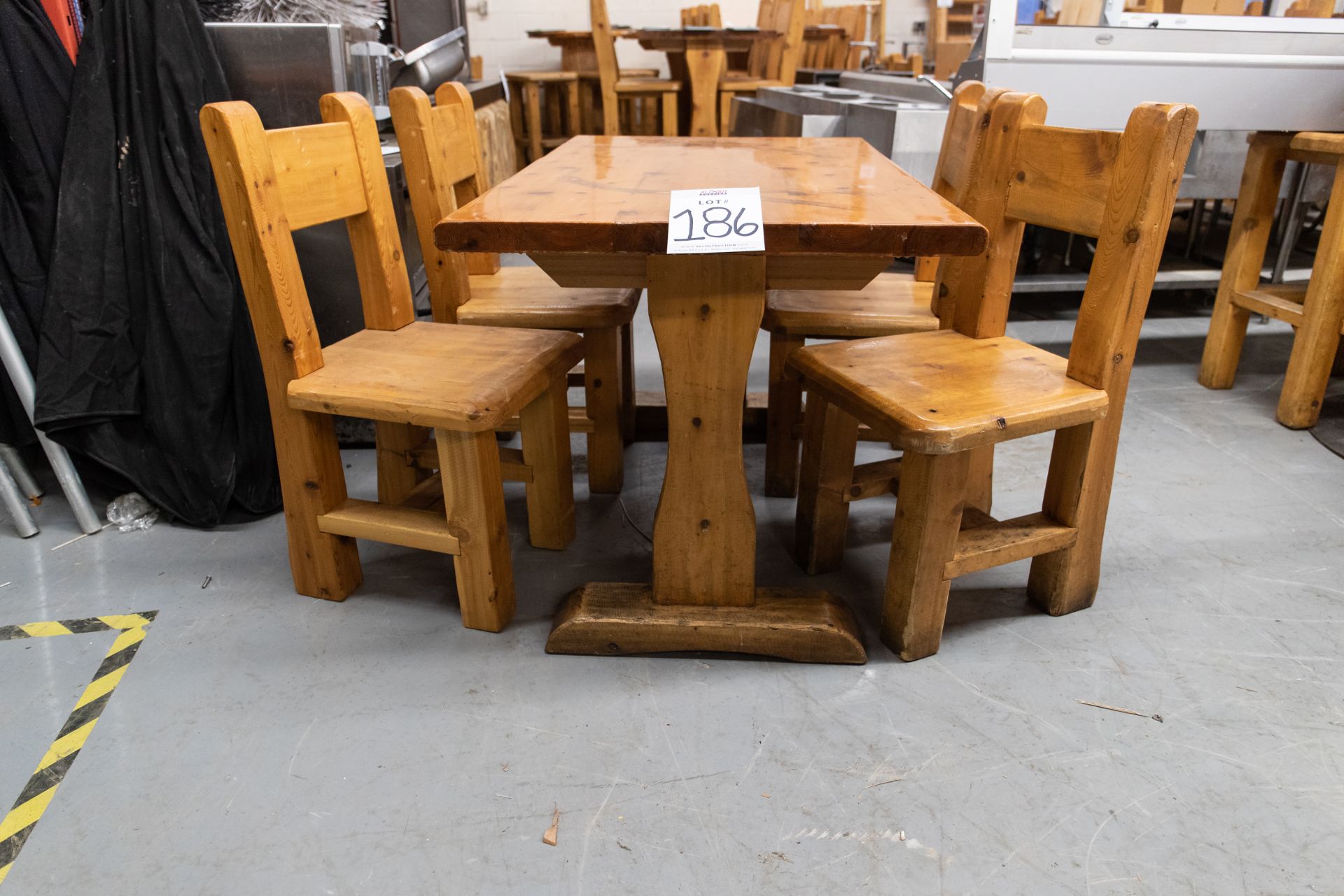 4' WHITE PINE DINING TABLE WITH 4 CHAIRS L-48" W-28" H- 30" - Image 2 of 4