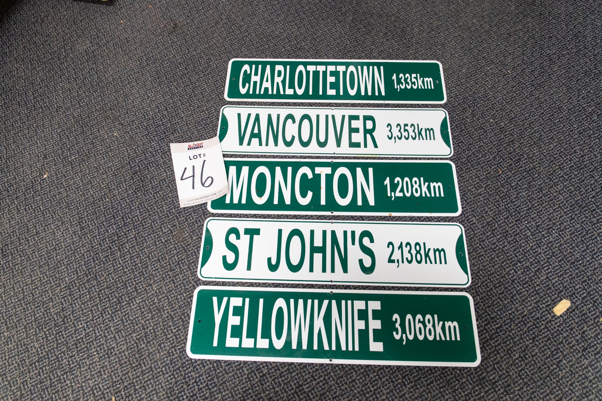 5 CANADIAN CITY DESTINATION SIGNS