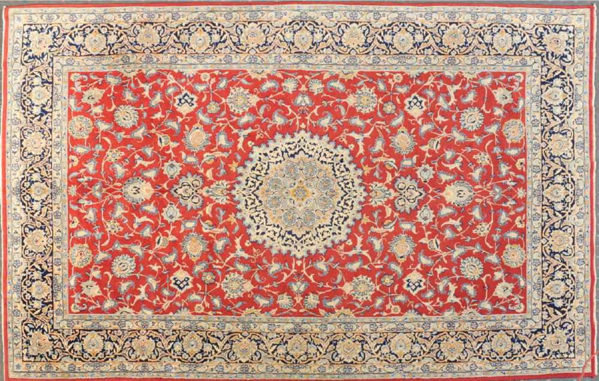 Kork-Isfahan, Persien, 150 x 243 cmälter, Korkwolle, sehr feine Knüpfung, rotgrundig, mehrfarb.