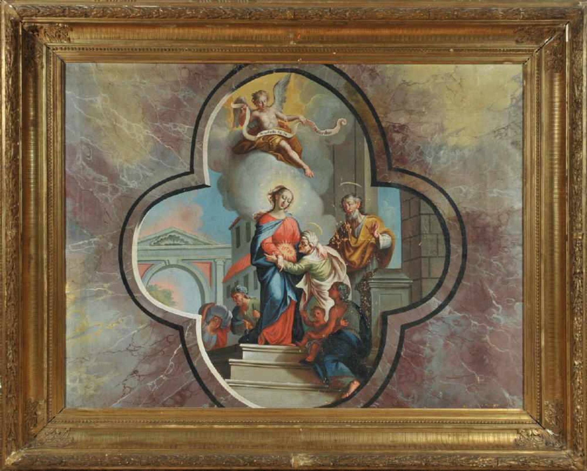 Bildnismaler wohl des 19. Jh.Öl/Lwd, 93 x 123 cm, " Heilige Familie ", kleinere Farbfehlstellen